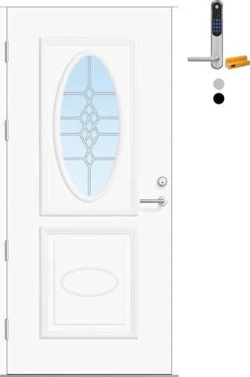 Ytterdør Bygg1 Fjord 05 Blyglass med Yale Doorman Classic Home