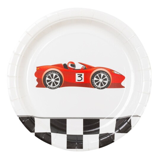 Design House Papptallerken Racerbil - 8-pakning