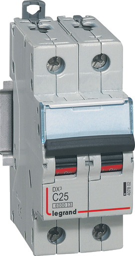 Legrand 5 stk DX3 MCB automatsikring C25 2P 2M 6/10kA