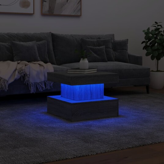 Salongbord med LED-lys grå sonoma 50x50x40 cm 8721012466142 Salongbord med LED-lys grå sonoma 50x50x40 cm 8721012466142