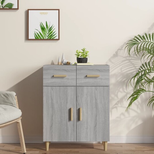 vidaXL Skjenk grå sonoma 69,5x34x89 cm konstruert tre