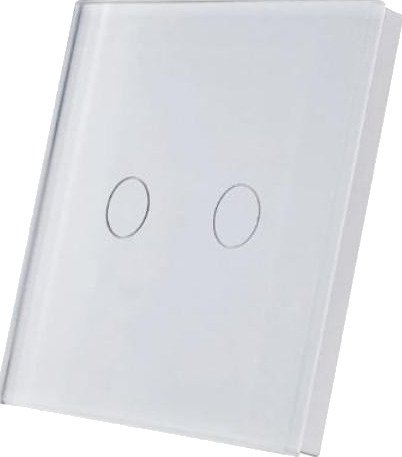 SmartWise Veggbryter Med Glassfront Og Touchpanel 2 Knapper Hvit