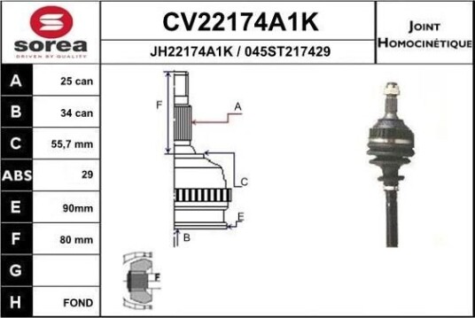 EAI CV22174A1K Drivledd EAI CV22174A1K Drivledd