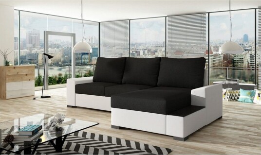 Seksjon Eltap Negro 245x165x90 cm Sawana 14 Soft 17 Svart Hvit Høyre