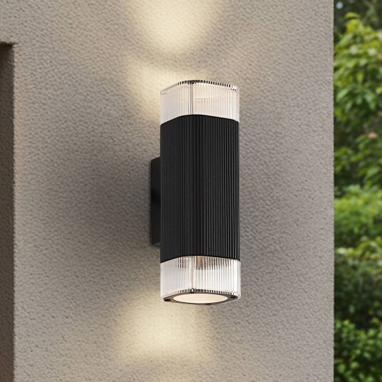 Utendørs vegglampe Halvar Lindby dimbar Sort Metall Moderne