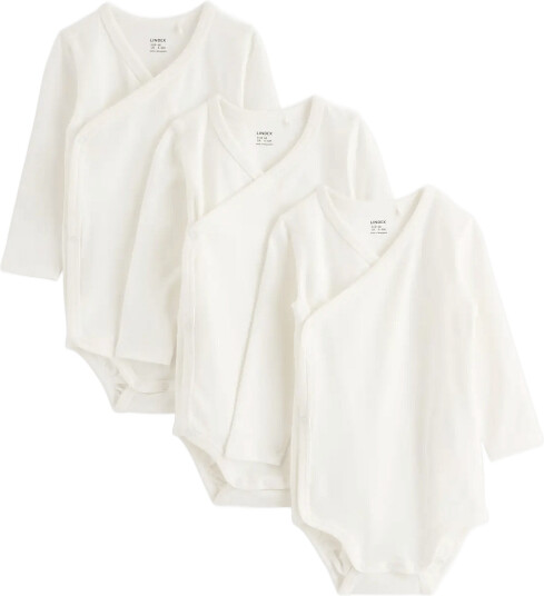 Lindex 3 Pack Solid Wrap Bodysuits Cream 56