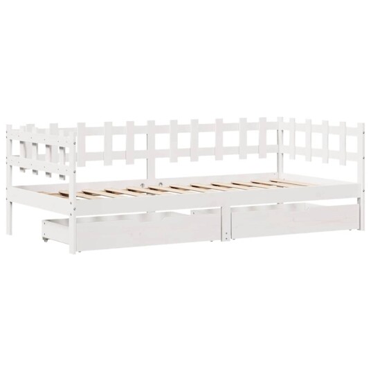  Dagseng med skuffer hvit 90x190 cm heltre furu