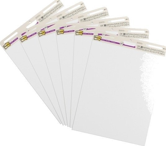Flipover/Post-It, Hvit, 635X762 Mm, 4+2 Blokker, Blokk A 20 Ark - (6 Stk.)