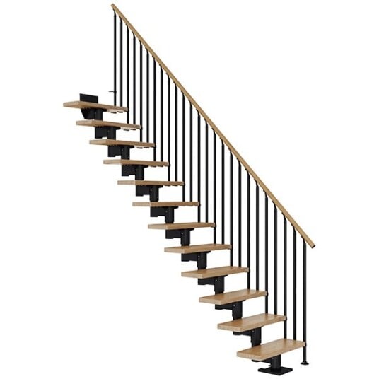 Dolle Cork Rett Trapp Svart-classic Iii-lakkert Eik-11 - Loddrett Høyde 222 270 Cm