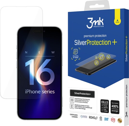 3Mk SilverProtection+ Antibakteriell Skjermbeskytter til Apple iPhone 16 Pro - Ripe- og Slagbestandig