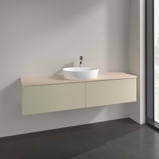 Villeroy & Boch Antao Servantskap med 2 skuffer 160x50x36 cm m/lys Grå Matt/Crème Villeroy & Boch Antao Servantskap med 2 skuffer 160x50x36 cm m/lys Grå Matt/Crème