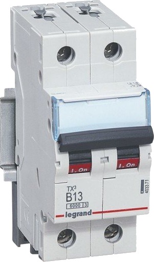 Legrand 5 stk TX³ MCB automatsikring B13 1P+null 2M 6/6kA
