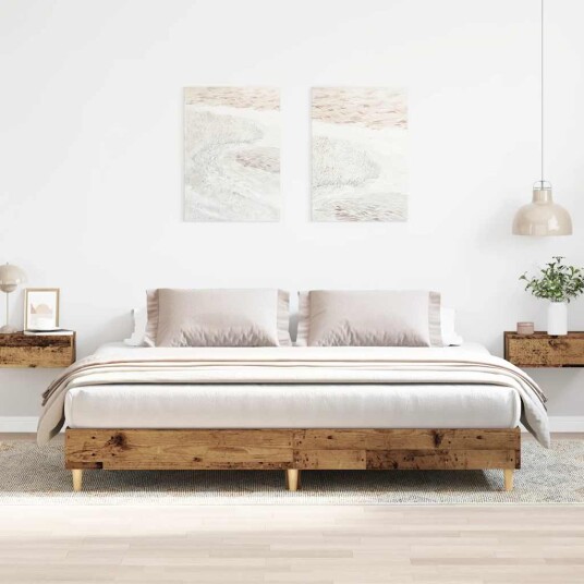 Sengeramme uten madrass gammelt tre 200x200 cm konstruert tre Sengeramme uten madrass gammelt tre 200x200 cm konstruert tre