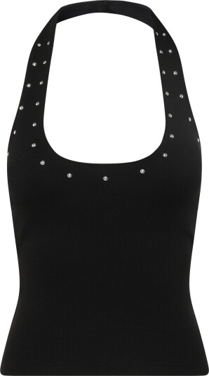 Gina Tricot Studded Halterneck Top Black L