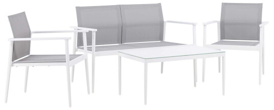 Venture Design Break sofagruppe Hvit/grå 2-seters sofa lenestoler & bord 90x60 cm Hvit