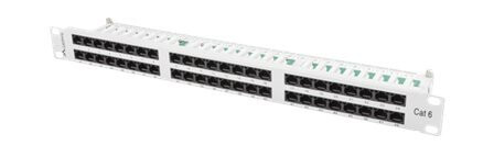 Lanberg Ppu6-1048-S Koblingspanel Cat 6 Utp Rj-45 X 48 Ral 7035 Grå 1U 19"