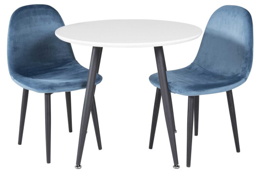 Venture Design Plaza & Polar spisegruppe Hvit/blå 2 st stoler & bord 60 cm