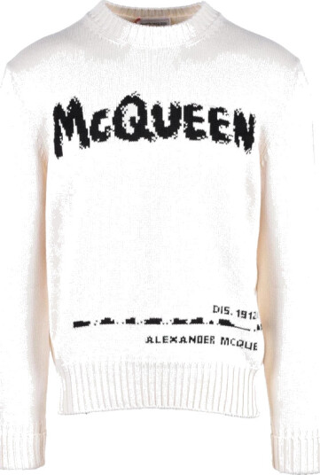Alexander McQueen Herre Strikkevarer Hvit XL, Alexander McQueen Herre Strikkevarer Hvit XL,