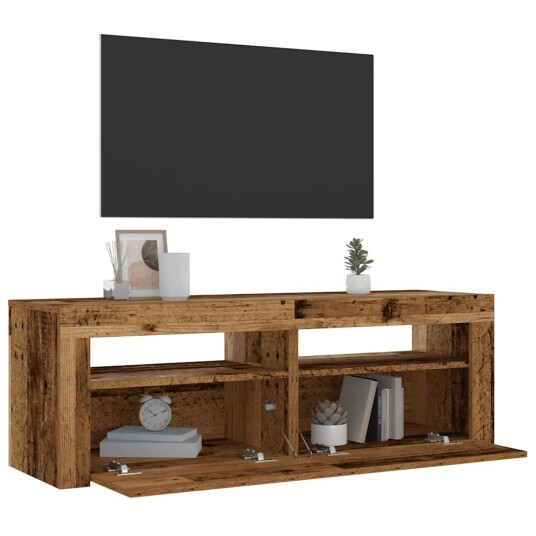  Nattbord med LED 2 stk gammelt tre 60x35x40 cm 8721158760555