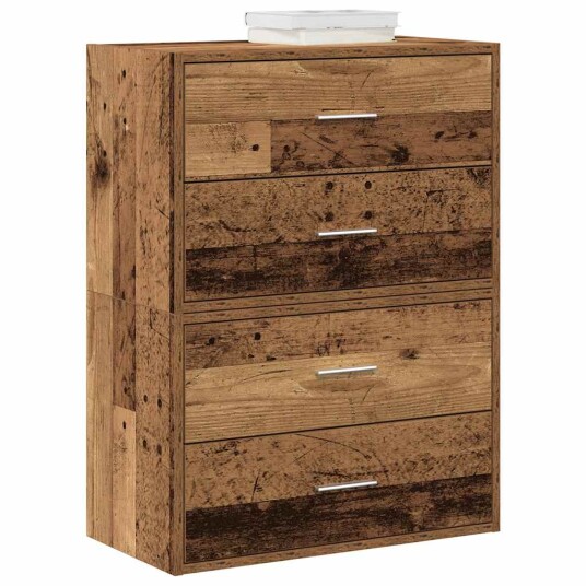  Skap med 2 skuffer 2 stk gammelt tre 60x31x40 cm konstruert tre 8721158577153