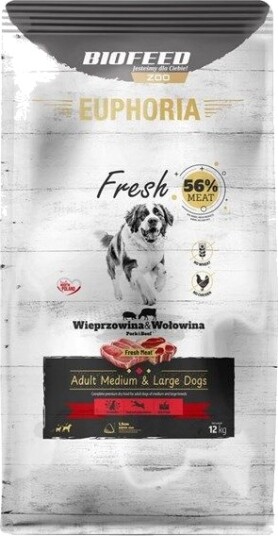 Biofeed Adult Euphoria Fresh Meat Medium & Large Svin Og Storfe 12 kg