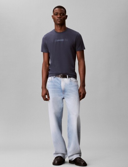 Calvin Klein Ss 30 Eu Repeat Stnd Logo Graphi Navy XL