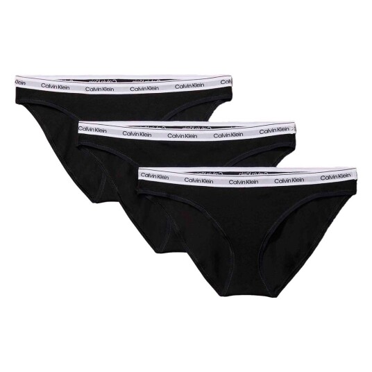 Calvin Klein Truser 3P Low Rise Bikini Briefs Svart bomull Small Dame