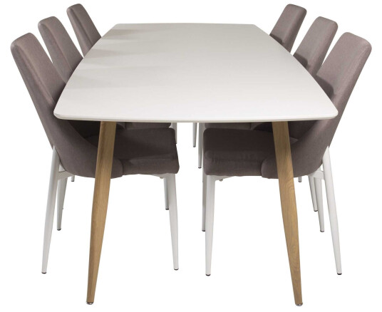 Venture Design Polar & Leone spisegruppe Hvit/hvit 6 st stoler & bord 240 x 100 cm