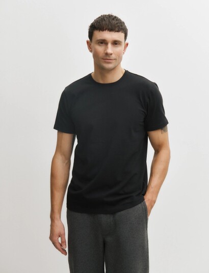 Enkel Studio O Neck Tee 2 Pack Esoscar   Black   L