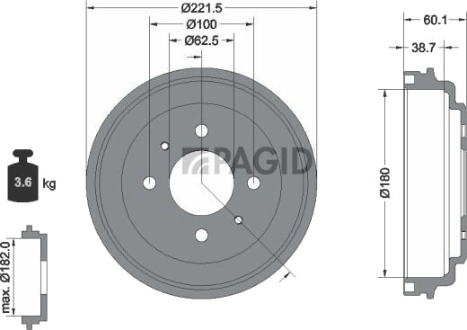 Bremsetrommel PAGID 61379N