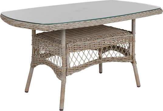 Brafab Kamomill spisebord Beige med glass 135x70 cm Beige Brafab Kamomill spisebord Beige med glass 135x70 cm Beige