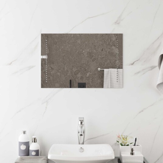 vidaXL LED Badevindu Gjennomsiktig 60 x 40 cm herdet glass Rektangulær