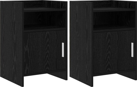 Nattbord 2 pcs Svart eik 40 x 36 x 60 cm Konstruert tre