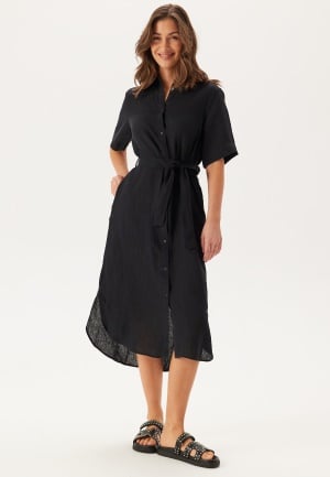 GANT Reg Linen Ss Shirt Dress Black 36 GANT Reg Linen Ss Shirt Dress Black 36