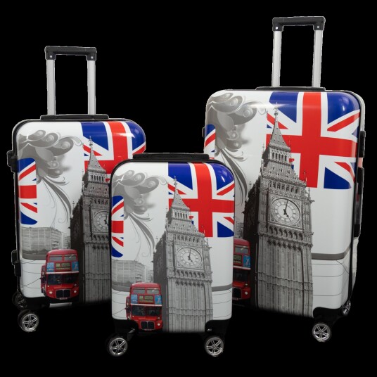 Borg Living Koffertsett - 3 stk. - Koffert med motiv - City of London - Hardcase lettvektskoffert med 4 hjul Borg Living Koffertsett - 3 stk. - Koffert med motiv - City of London - Hardcase lettvektskoffert med 4 hjul