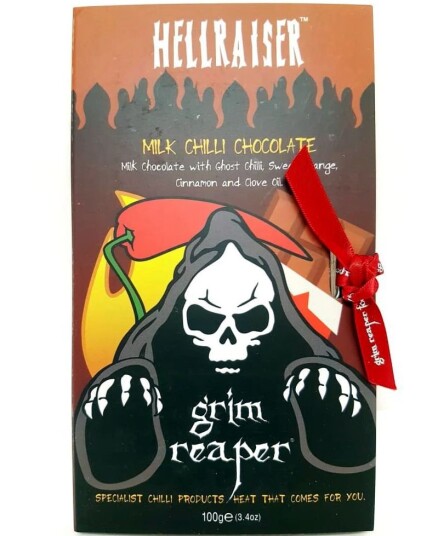 Grim Reaper Hellraiser   Ekstremt Sterk Melkesjokolade med Ghost Pepper 100 gram