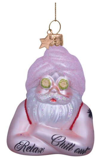Vondels Glassornament julenisse med håndkle 8,5 cm