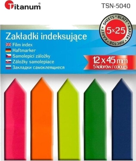 Titanum Indeksfaner Fluo 12X45 Mm 5X25 Ark