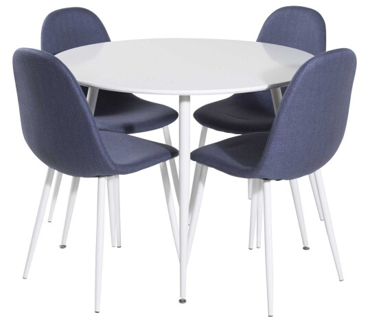 Venture Design Plaza & Polar spisegruppe Hvit/blå 4 st stoler & bord 100 cm