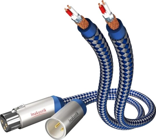 In Akustik Premium Audio Lydkabel Xlr Hann Til Xlr Hunn 75 Cm Dobbeltisolert Blå Sølv Solid