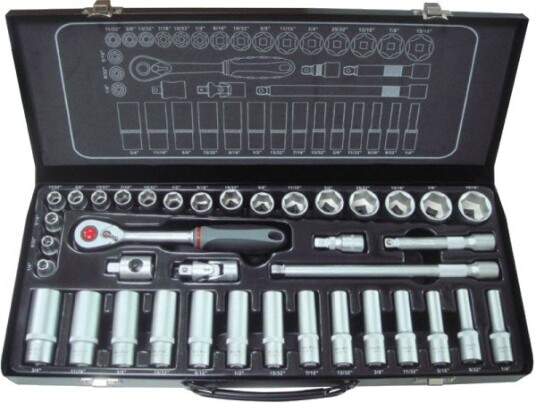 Bato Pipenøkkelsett 3/8" 6-Kant 1/4"-15/16" Kort 1/4"-3/4" Lang Tommer 38 Deler