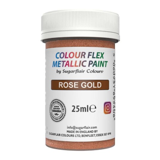 Sugarflair Spiselig Maling Metallisk Rosegull 25ml | Slikkepott.No