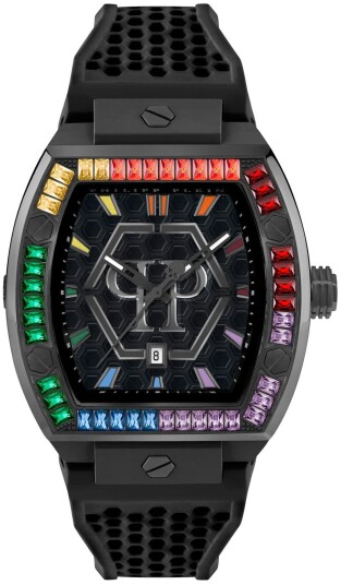 Philipp Plein Herreklokke PWPUA0324 The Hexagon Sort/Gummi Philipp Plein Herreklokke PWPUA0324 The Hexagon Sort/Gummi