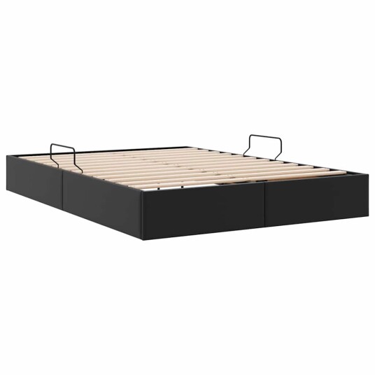 Seng med Oppbevaring med madrass Svart 140 x 190 cm Kunstlær