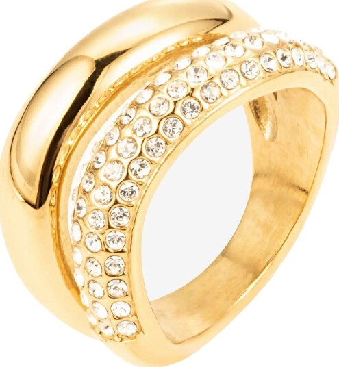 By Jolima Big Double Crystal Ring GOLD One Size