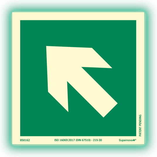 Supernova+® Nød retningspil diagonal ISO Fargeetterlysende 150 x 150 mm