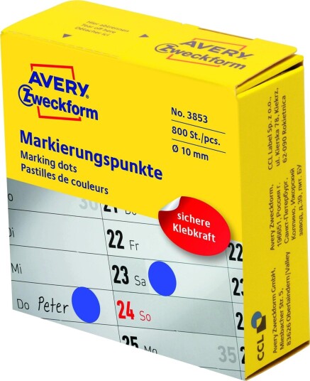 AVERY Markierungspunkt ZWE 3853 10mm bl 800ST