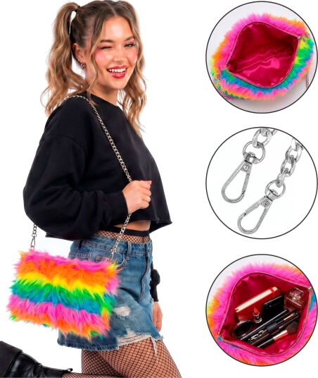 Regnbue Skulderveske i Plysj Rainbow 27741