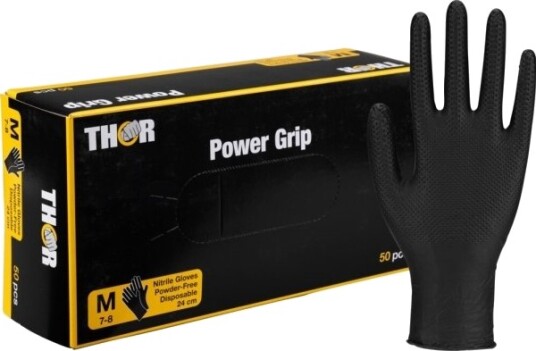 Engangshandske Thor Power Grip M Sort Nitril 10 Stk. Engangshandske Thor Power Grip M Sort Nitril 10 Stk.