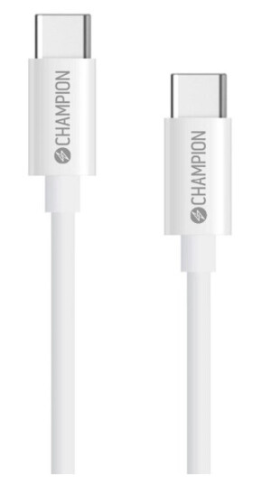 Champion USB-C Kabel 60W 3m Hvit for Lading og Synkronisering Champion USB-C Kabel 60W 3m Hvit for Lading og Synkronisering